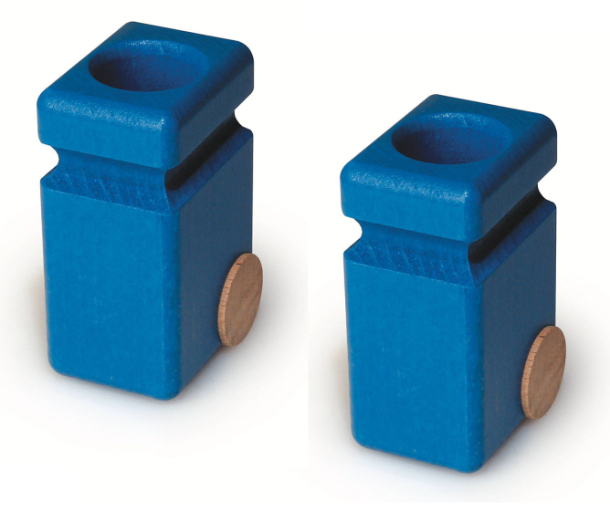 2 wooden toy garbage bins by fagus in blue colour