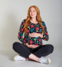 Frugi maternity Rachel organic cotton top modelled by a pregnant woman