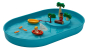 The Plan Toys Water Play Set is an exciting play tray inspiring creative water play and is a fabulous sensory toy for toddlers. A large blue tray holding water with an island for trees, two boats an fish.