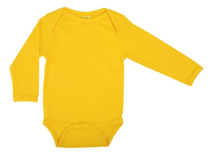 Children long sleeve body in a plain warm yellow organic cotton from DUNS