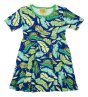 Organic cotton children short sleeve skater dress with tree frog and leafy foliage print from DUNS