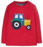 red long sleeve top with tractor applique from frugi