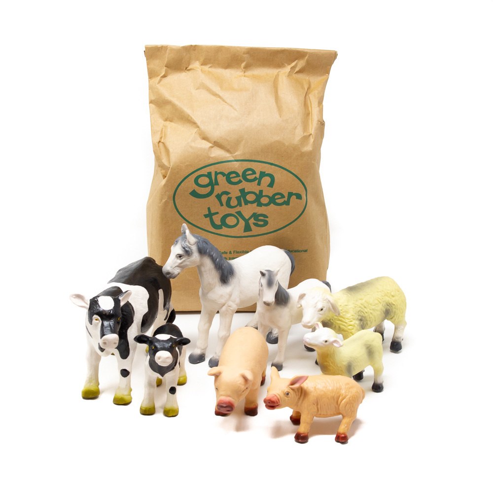Green Rubber Toys Farm Animals Set