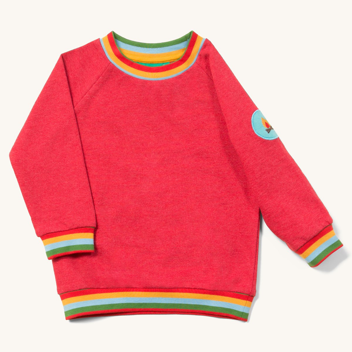 Little Green Radicals Red Marl Rainbow Raglan Sweatshirt