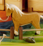 Ostheimer Wooden Figures - Grey Mouse  in a farmyard scene with a horse