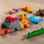 Pieces of the Alphabet Jigsaw eco-friendly wooden zoo numbers puzzle on a wooden floor
