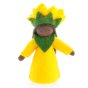Ambrosius collectable felt sunflower doll with black skin on a white background