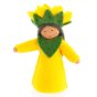 Ambrosius plastic-free sunflower girl doll with dark brown skin on a white background