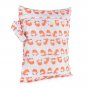Baba + Boo Reusable Small Wet Bag in an off-white with an all-over repeat print of orange highland cows, handle and a zip opening. Photographed on a white background