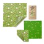 The Beeswax Wrap company 3 sheet combo pack in the land colour laid out on a white background