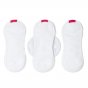 Bloom and Nora eco-friendly white washable period pads lined up on a white background