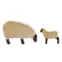 Bumbu childrens eco-friendly wooden sheep and lamb toy figure stood on a white background