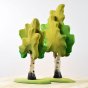 Bumbu handmade plastic free wooden birch trees toy set on a white wooden background