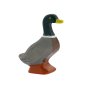 Bumbu hand carved wooden mallard duck toy on a white background
