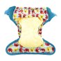 Inside of the Close babipur reusable velcro baby nappy laid out on a white background