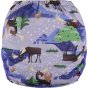 Pop-in Moose purple all in one Nappy with moose and chickens with popper closure on white background