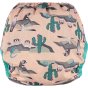 Pop-in light pink Ferret velcro Nappy Wrap with green trim details on a white background
