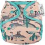 Pop-in light pink Ferret popper Nappy all in one nappy with green trim details on a white background