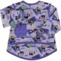 Pop-in Moose purple feeding coverall apron moose and chickens with sleeves, tie back, pocket and crumb catcher on white background