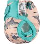 Pop-in light pink Ferret velcro newborn Nappy all in one nappy with green trim details on a white background