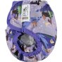 Pop-in Moose purple all in one Nappy with moose and chickens with popper closure on white background