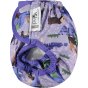 Pop-in Moose purple Nappy wrap with moose and chickens with popper closure on white background