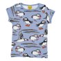 DUNS Sweden childrens easter egg puffin short sleeve organic cotton top on a white background