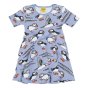 DUNS Sweden childrens short sleeve skater dress in the easter egg puffin print on a white background