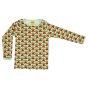 DUNS Sweden childrens organic cotton long sleeve top in the paradise green radish print on a white background