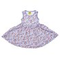 DUNS Sweden childrens sleeveless gather skirt dress in the purple wild strawberries print on a white background