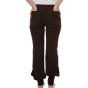 Woman stood backwards wearing the DUNS more than a fling java brown baggy bottoms on a white background