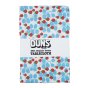 DUNS Sweden organic cotton tablecloth in the wild strawberries blue grotto print on a white background