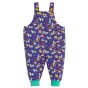 Frugi childrens organic cotton parsnip dungarees in the cosmic unicorn colour on a white background