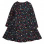 Back of the Frugi organic cotton childrens sara skater dress with a floral print on a white background