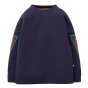 Front of the Frugi organic cotton childrens easy on lightning bolt jumper on a white background