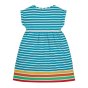 Back of the Frugi childrens organic cotton sunset stripe fran jersey dress on a white background
