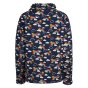 Back of the Frugi adults eco-friendly rainbow skies print fluffy fleece on a white background