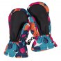Palms of the Frugi organic childrens snow and ski mittens in the bright floral colour on a white background