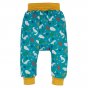 Back side of the kids Frugi soft organic cotton parsnip pants in the woodland snooze colour on a white background
