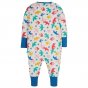 Back side of the Frugi organic cotton toddler romper suit on a white background