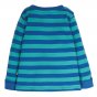 Back of the kids organic cotton Frugi striped easy on top on a white background