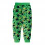 Childrens eco-friendly organic cotton Frugi jogging bottoms in the green spider colour on a white background