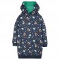 Frugi childrens organic cotton harriet hoody dress in the indigo look at the stars colour on a white background