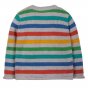 Back of the organic cotton Frugi rainbow stripe childrens knitted jumper on a white background