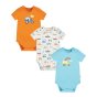 Frugi organic cotton childrens land sea sky super special body suit 3 pack laid out on a white background