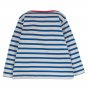 Back of the Frugi kids organic cotton striped rainbow applique top on a white background