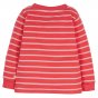 Back of the eco-friendly childrens Frugi easy on top in the watermelon stripe colour on a white background