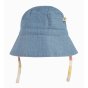 Solid blue side of the Frugi eco-friendly reversible bucket hat on a white background