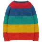 Frugi Rainbow stripe knitted childrens jumper on  white background