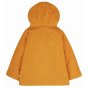 Frugi organic cord gold duffle coat from the back on a white background